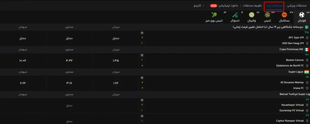 پیش بینی زنده چلسی بت